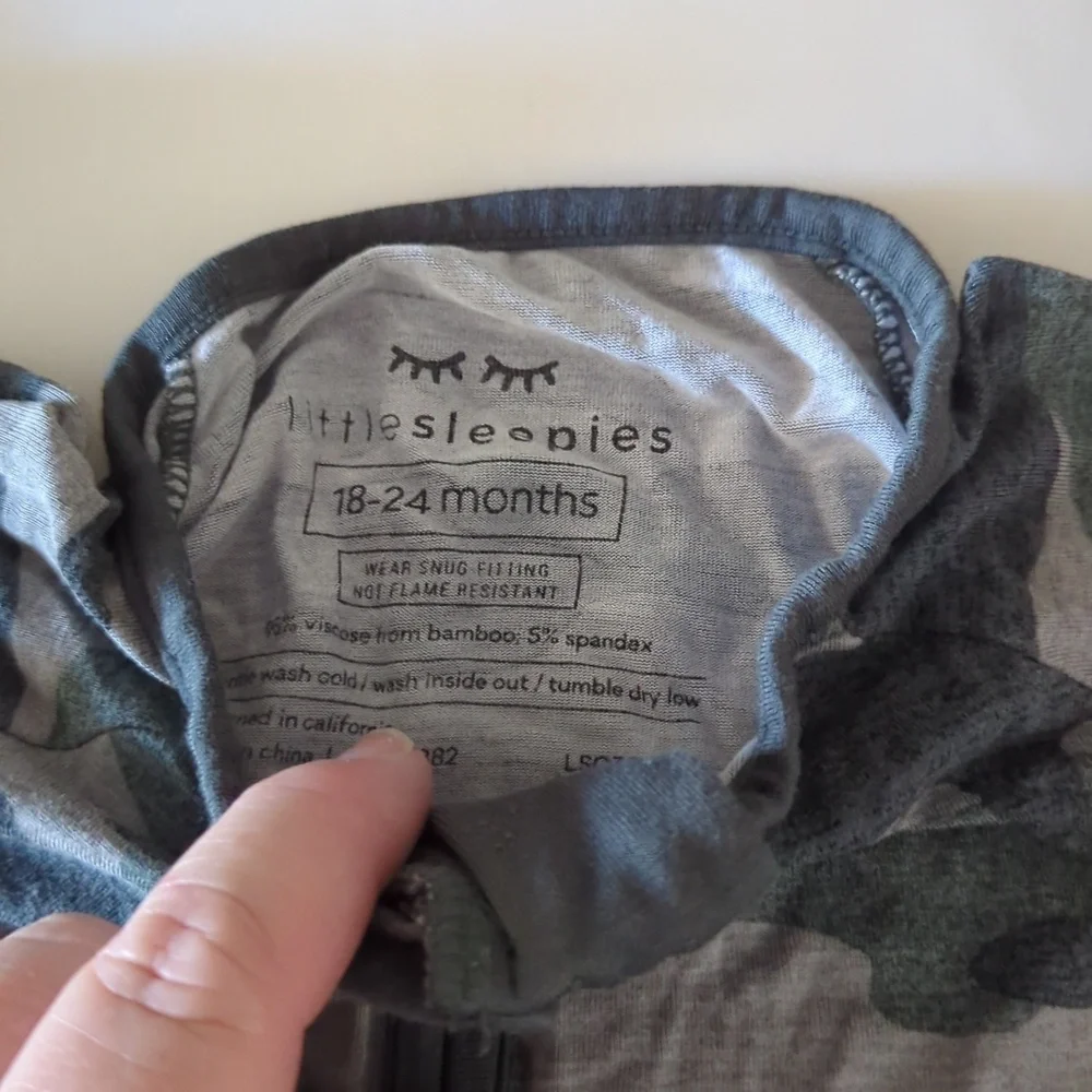 Little Sleepies Camo Print One-Piece Pajamas in Green and Gray